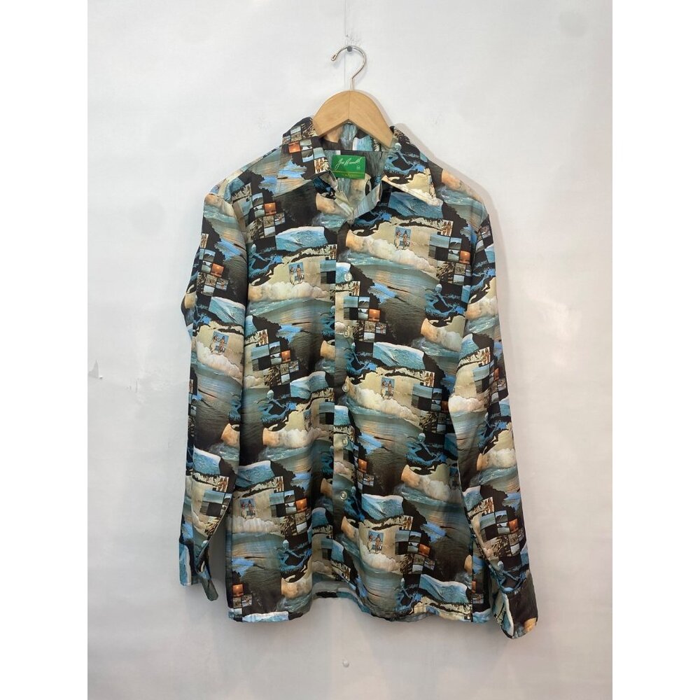 Joe Namath VTG 70s Allover Print Shirt Surfers Photographic Bikini Size Medium
